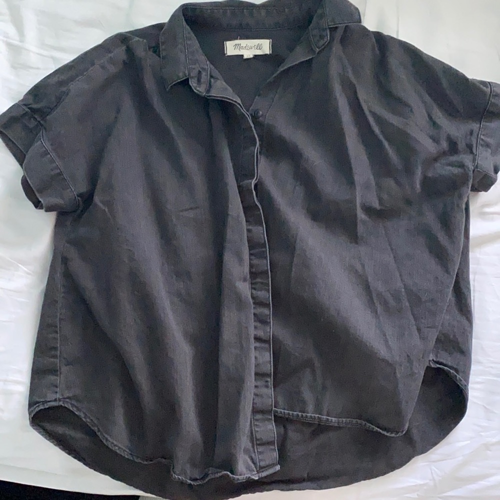 madewell black loose dress shirt